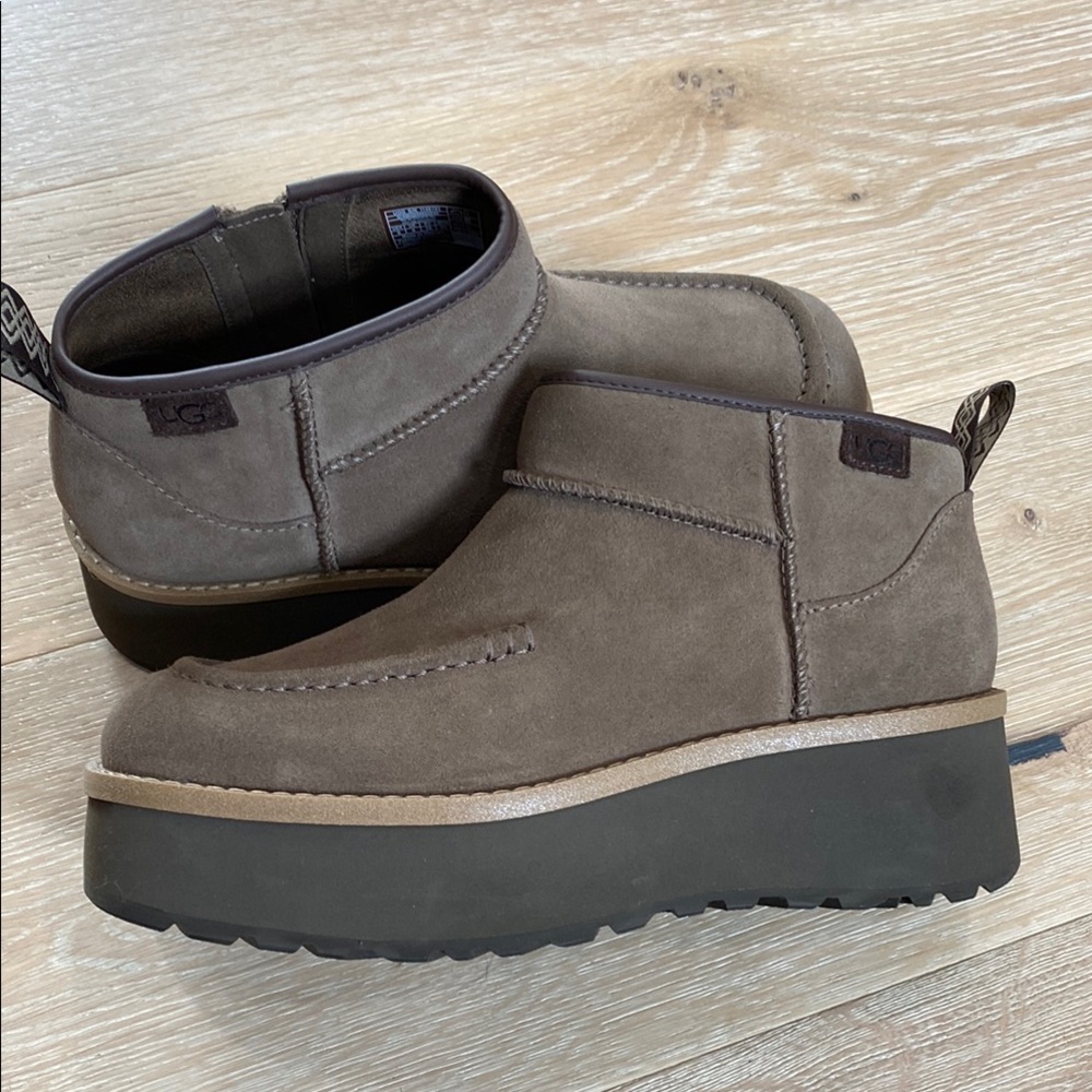 UGG Taupe Suede Platform Boots